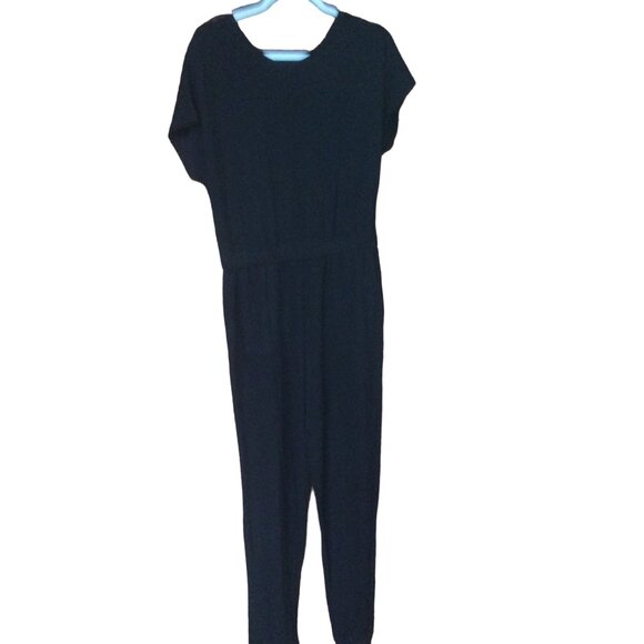 Double Zero NWT Black Knit Cap Sleeve Jumpsuit Lounge Jogger Sz. Mystical Medium - Picture 5 of 5
